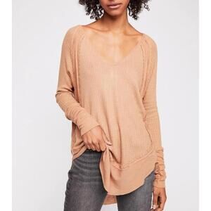 We the Free People Catalina Henley Waffle Thermal Distressed Women's S Small